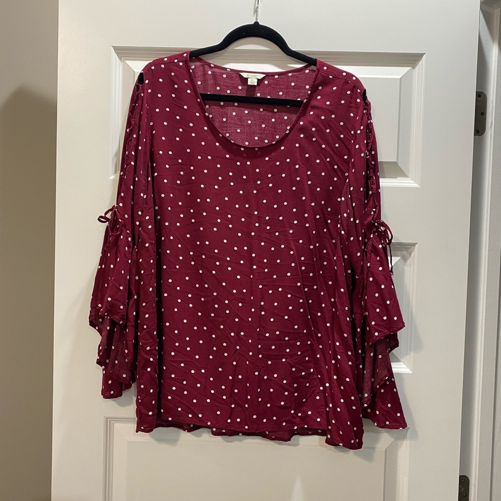 Women’s “Cato” maroon poked dot blouse